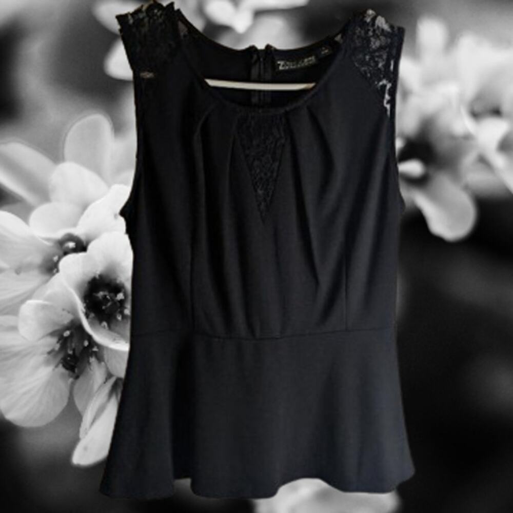 7th Ave New York & Company small sleeveless black nylon blend stretch blouse